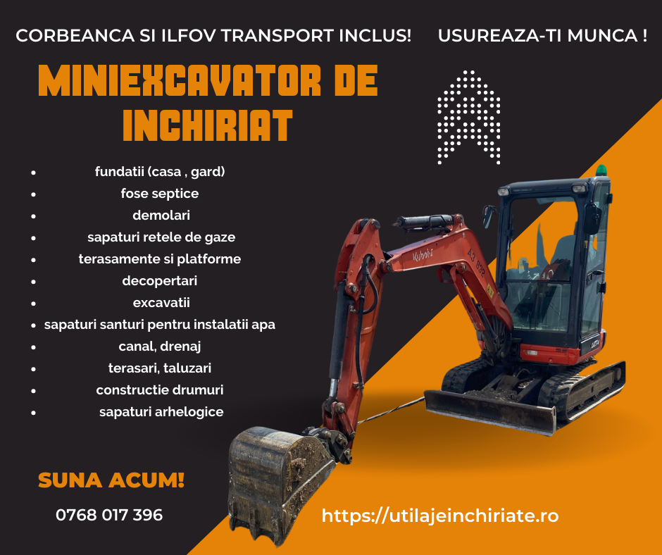 Inchiriere miniexcavator sector 1 Bucuresti