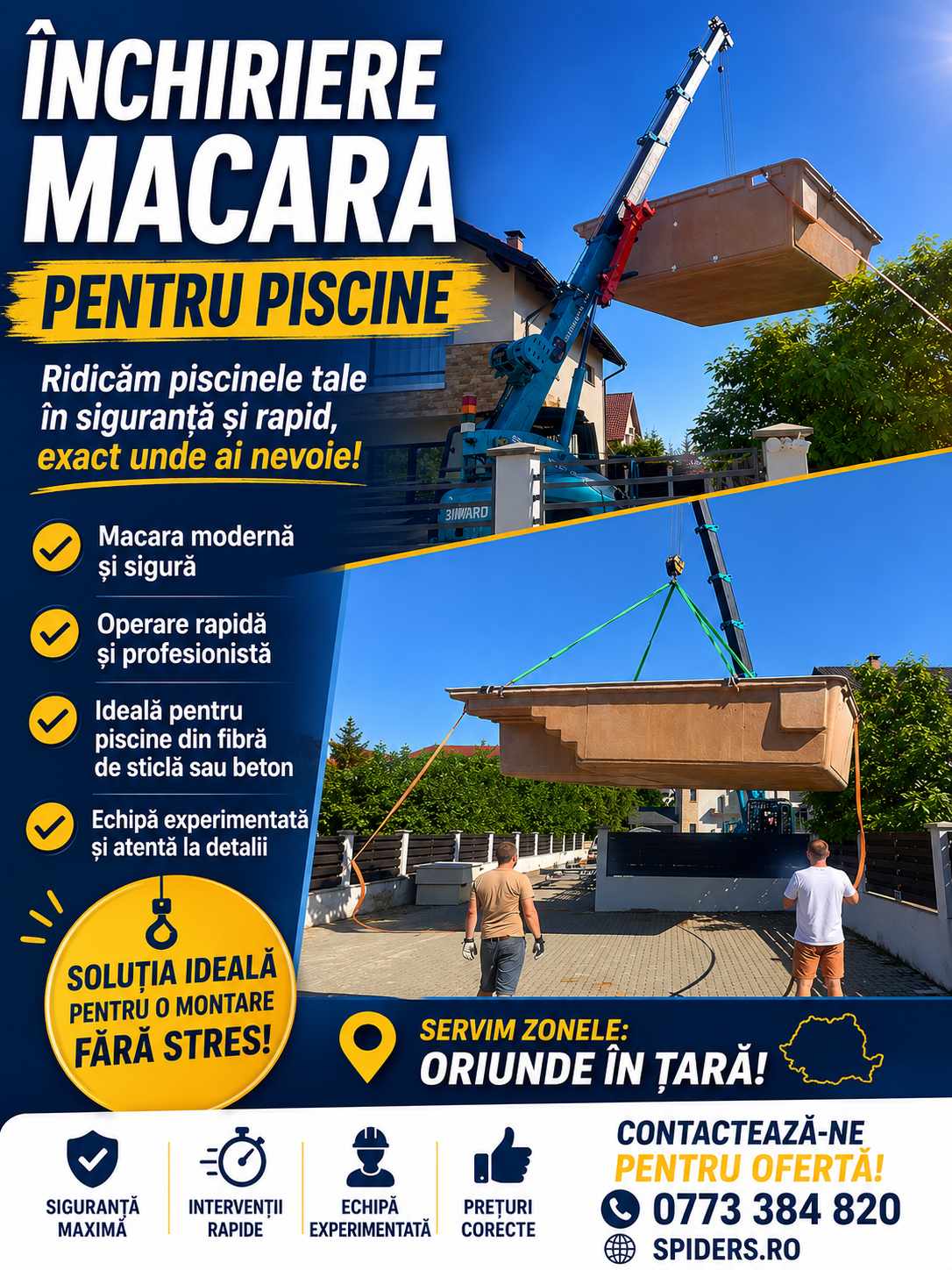 Inchiriere macara SUNWARD pentru manipulare piscine