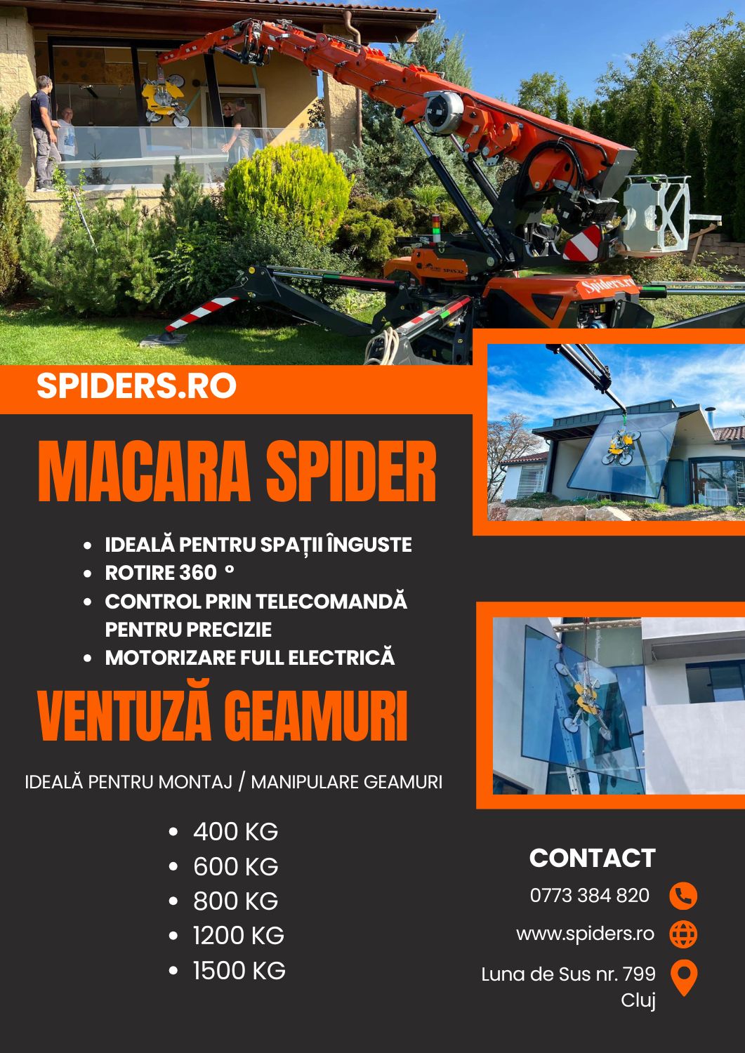 Inchiriere Macara Spider si ventuza pentru montaj geamuri